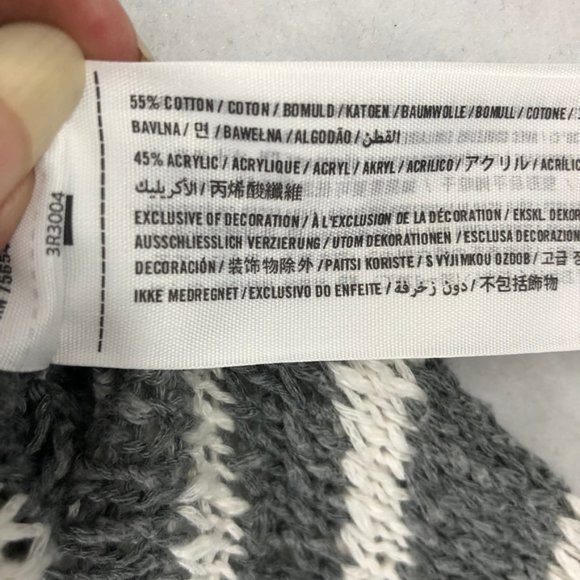 Hollister Striped Crew Neck Sweater - Gray and White - Picture 8 of 13